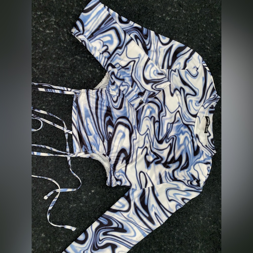Funky blue top Y2K